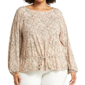 Belldini Snake Print Blouse Long Billow Sleeve Size 1X